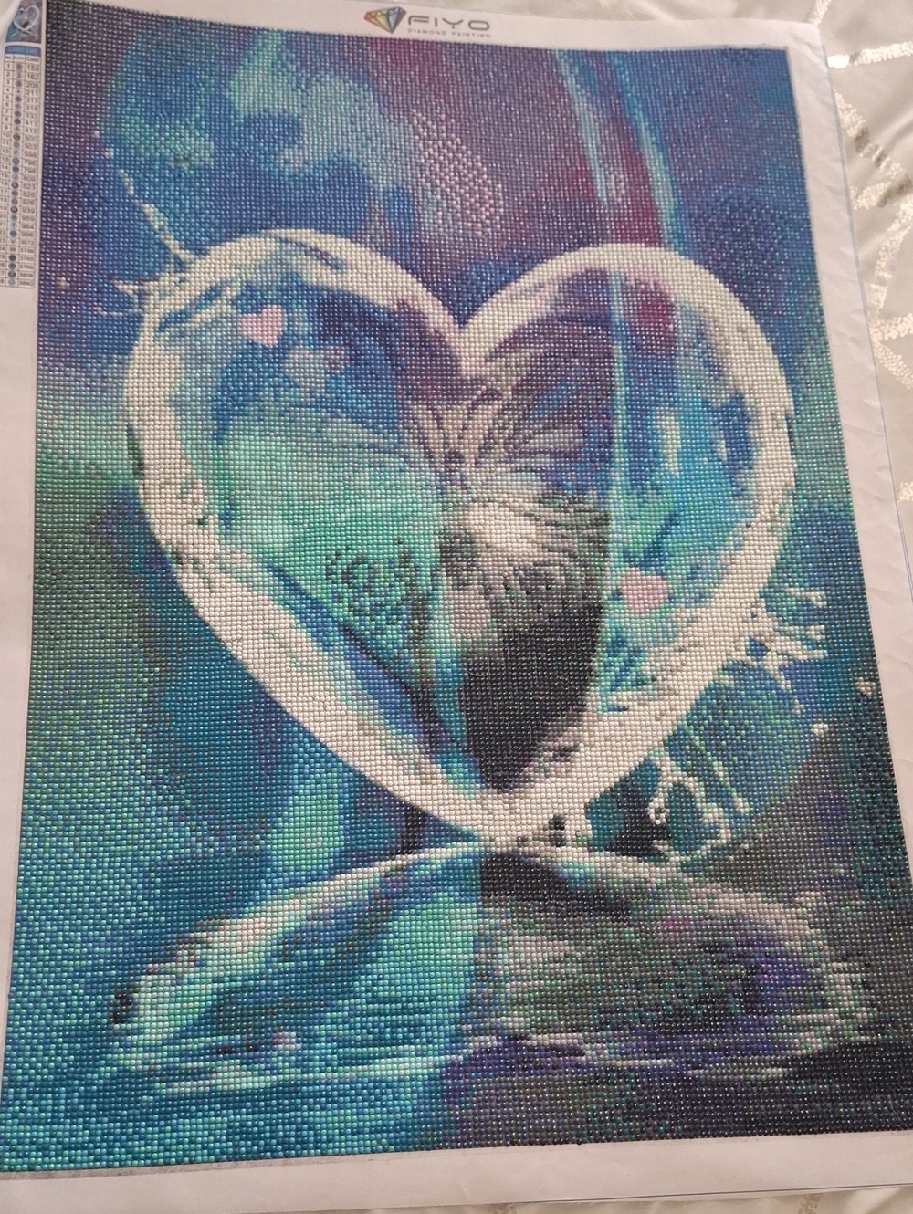 Heart Dolphin Diamond Art Canvas in Aqua Blue